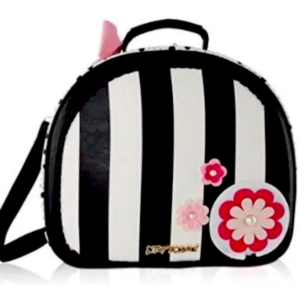 Betsey Johnson In Bloom Train Carry-On Round Weekender Suitcase - Stripe